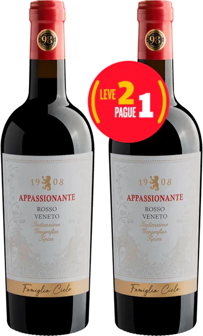 Kit Leve 2 Pague 1 Famiglia Cielo 1908 Appassionante Rosso Veneto IGT