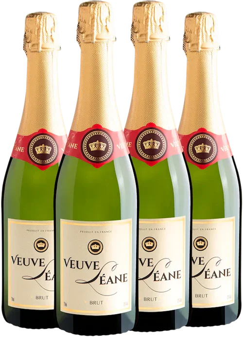 Kit 4 Veuve Léane Sparkling Brut por R$44,90 cada garrafa + Frete Grátis